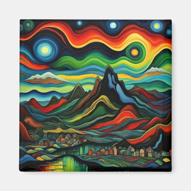 Aurora am Nachthimmel 15 Magnet (Vorne)