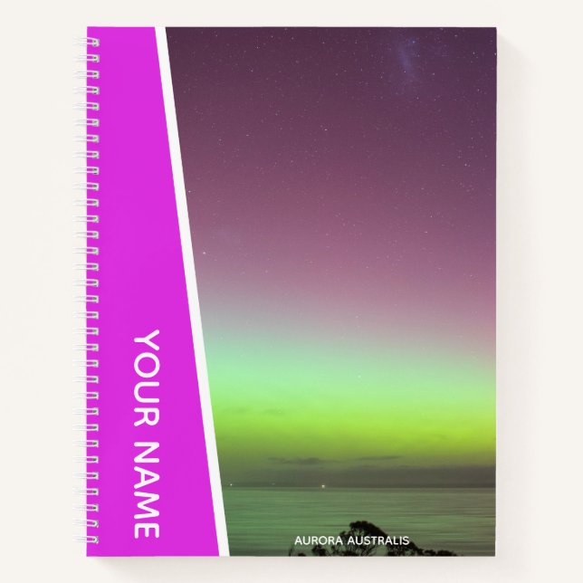 Aurora Australis Southern Lights Australien Pink Notizbuch (Vorderseite)