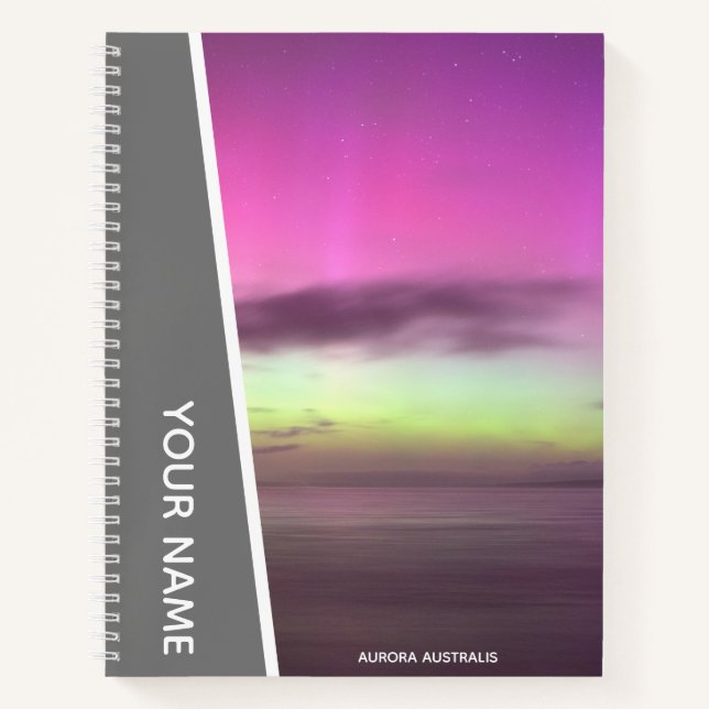 Aurora Australis - Südliche Lichter Australien Gra Notizbuch (Vorderseite)