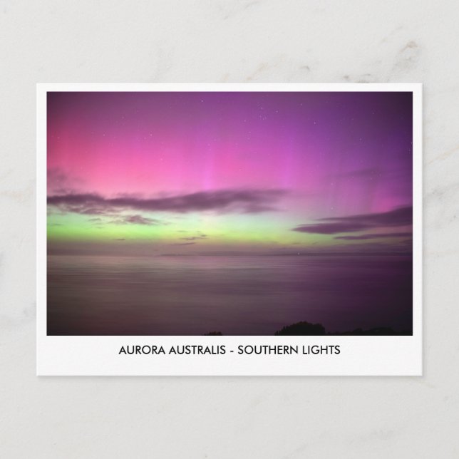 Aurora Australis - Südliche Lichter Nacht Sky Postkarte (Vorderseite)