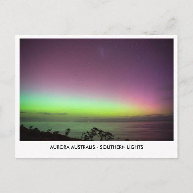 Aurora Australis - Südliche Lichter Nacht Sky Postkarte (Vorderseite)