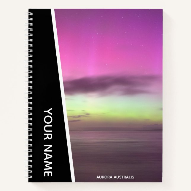 Aurora Australis - Südlichter Australien Schwarz Notizbuch (Vorderseite)