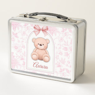 Aurora   Benutzerdefiniertes rosa Teddy-Bär-Kinder Metall Brotdose