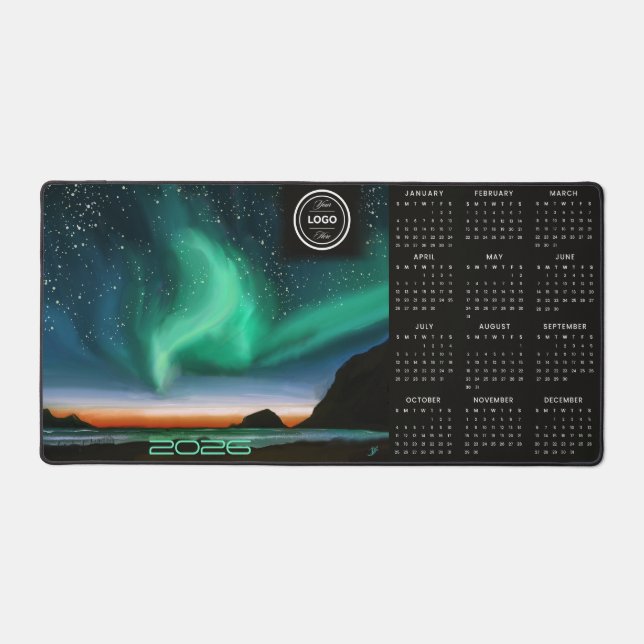 Aurora Borealis - 2026 Business Calendar Desk Mat Schreibtischunterlage (Vorderseite)