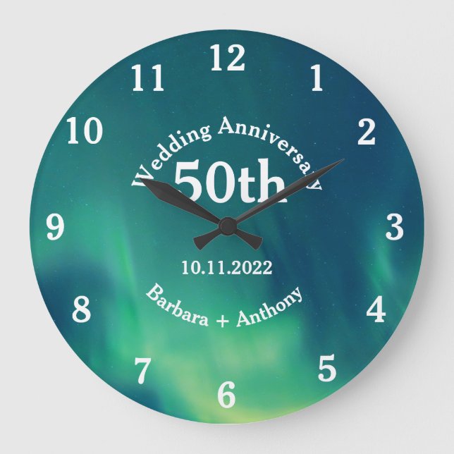 Aurora Borealis, 50. Jubiläum der Hochzeit Große Wanduhr (Vorderseite)