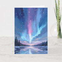 Aurora Borealis Aquarell Nordlichter Gemalt