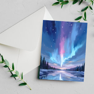 Aurora Borealis Aquarell Nordlichter Karte