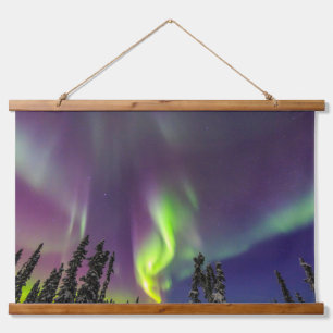 Aurora Borealis   Banken, Alaska Wandteppich Mit Holzrahmen