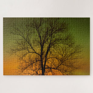 Aurora Borealis & Baum der Schwarzpappel Puzzle