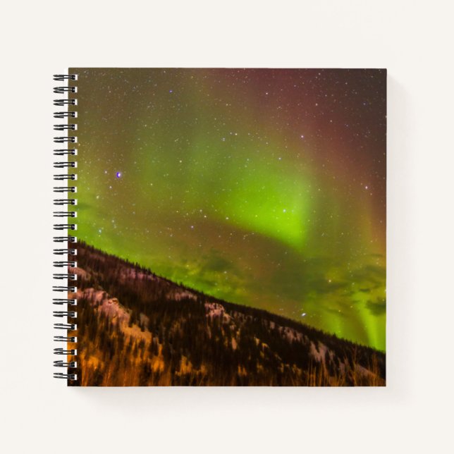 Aurora Borealis | Berge Fairbanks Alaska Notizbuch (Vorderseite)