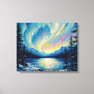 Aurora Borealis Glow Premium Wrapped Canvas Wall A Leinwanddruck