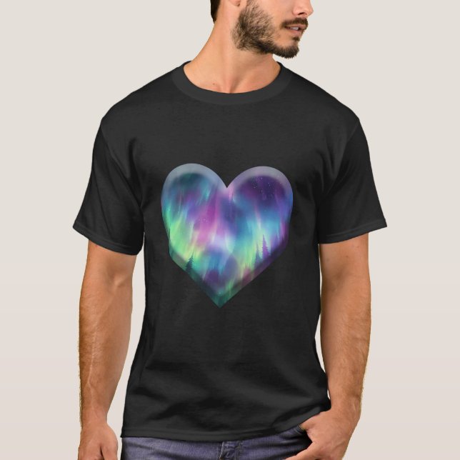 Aurora Borealis Herzform Lounge Na T-Shirt (Vorderseite)