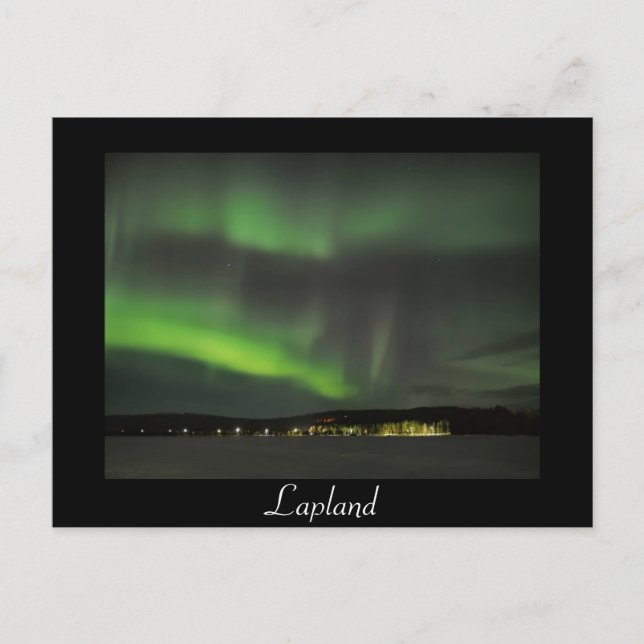 Aurora borealis im Himmel schwarzer Text Postkarte (Vorderseite)
