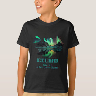 Aurora-Borealis-Insel-Natur-Feuer-Eis-Camping-Wand T-Shirt
