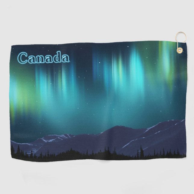 Aurora Borealis - Kanada Golfhandtuch (Horizontal)