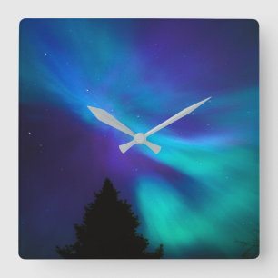 Aurora Borealis   Kanada Ontario Sudbury Quadratische Wanduhr