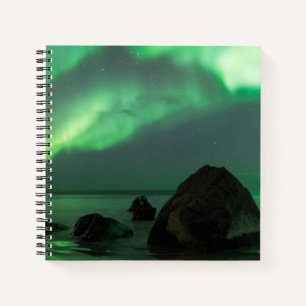 Aurora Borealis Lofoten Beach Norway Notizbuch
