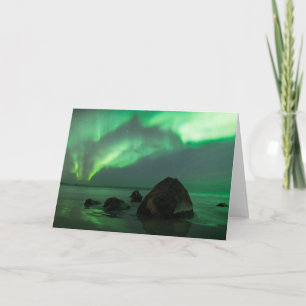 Aurora Borealis   Lofoten Beach Norwegen Karte