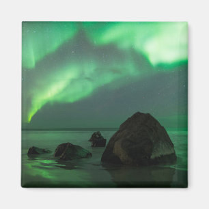 Aurora Borealis   Lofoten Beach Norwegen Magnet