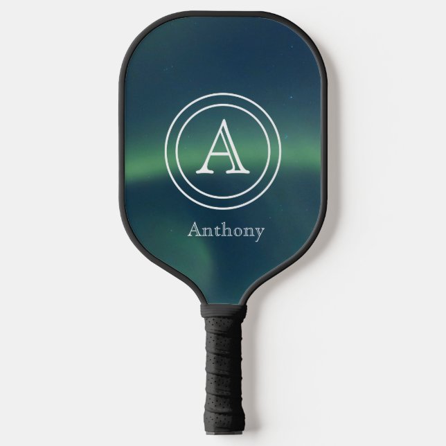 Aurora Borealis Monogram Custom Pickleball Schläger (Vorderseite)