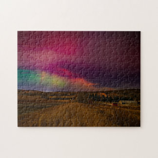 Aurora Borealis Nachthimmel | Alberta-Prärie Lands Puzzle