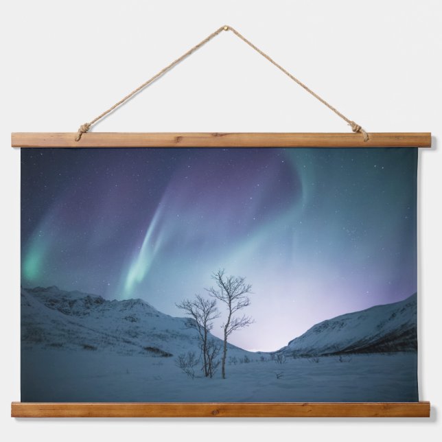 Aurora Borealis Night Wandteppich Mit Holzrahmen (Vorne)