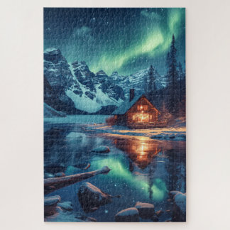 Aurora Borealis Nordic Night Nature Landschaft Puzzle
