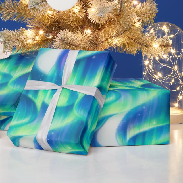 Aurora Borealis Nordlicht Abstractes Muster Geschenkpapier (Feiertage)
