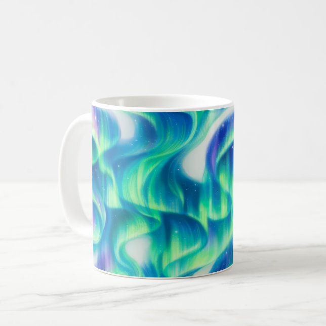 Aurora Borealis Nordlicht Abstractes Muster Kaffeetasse (Vorderseite Links)