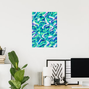 Aurora Borealis Nordlicht Abstractes Muster Poster