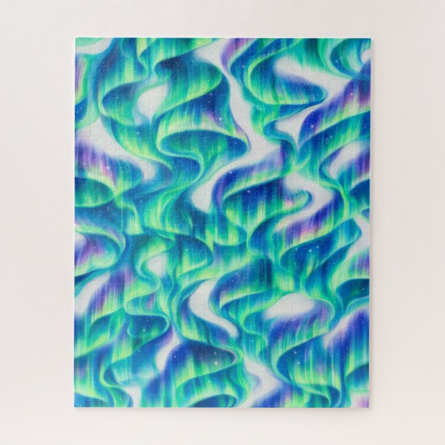 Aurora Borealis Nordlicht Abstractes Muster Puzzle (Vertikal)