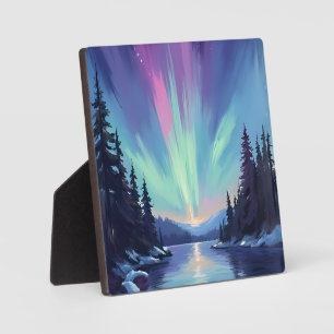 Aurora Borealis Nordlicht Aquarell Fotoplatte