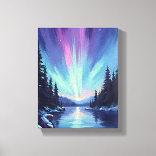 Aurora Borealis Nordlicht Aquarell Leinwanddruck