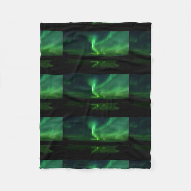 Aurora Borealis Nordlicht-Baum-Natur-Länder Fleecedecke (Vorderseite)
