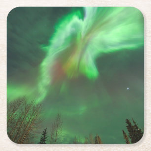Aurora Borealis Nordlicht   Fairbanks Rechteckiger Pappuntersetzer