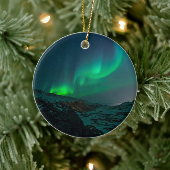 Aurora Borealis Nordlichter arktischer Nachthimmel Keramik Ornament (Baum)