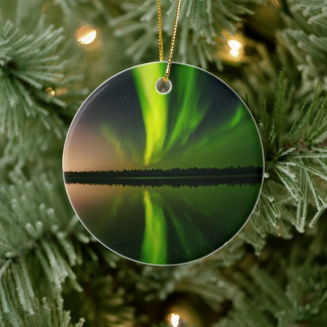 Aurora Borealis Nordlichter arktischer Nachthimmel Keramik Ornament (Baum)