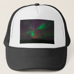 Aurora Borealis Nordlichter Bäume Natur Landschaft Truckerkappe