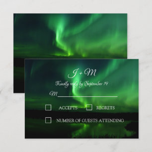 Aurora Borealis Nordlichter Hochzeit RSVP Karte