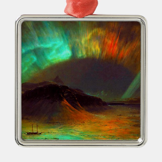 Aurora Borealis - Nordlichter Silbernes Ornament (Vorne)