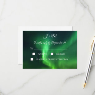 Aurora Borealis Nordlichter Sterne Modern RSVP Karte