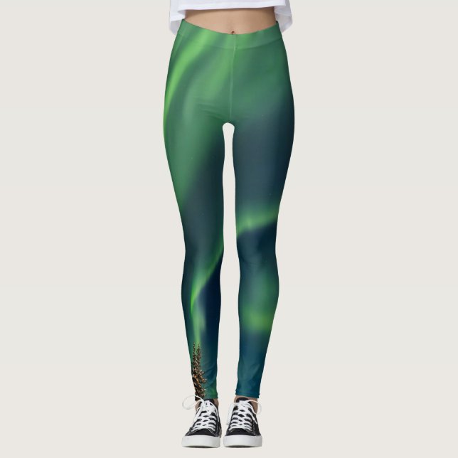 Aurora Borealis Nordlichter Wintersterne Leggings (Vorderseite)
