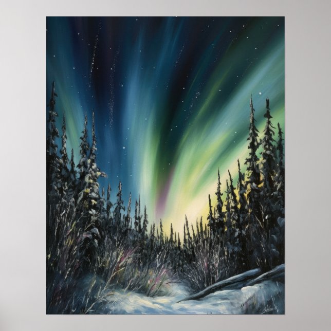Aurora Borealis Northern Lights Art Print Poster (Vorne)
