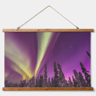 Aurora Borealis Northern Lights Fairbanks Alaska Wandteppich Mit Holzrahmen