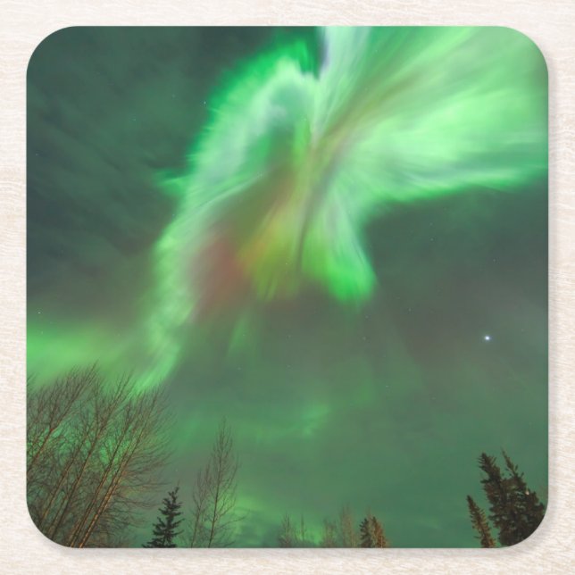 Aurora Borealis Northern Lights | Fairbanks Rechteckiger Pappuntersetzer (Vorderseite)