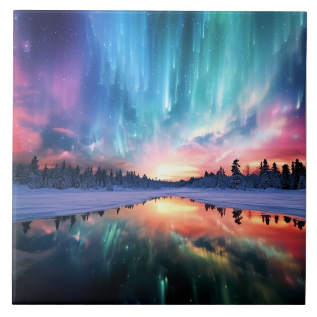 Aurora Borealis, Northern Lights, Fliese (Vorderseite)