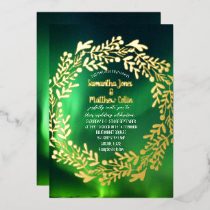 Aurora Borealis Northern Lights Goldmedaille Hochz Folieneinladung
