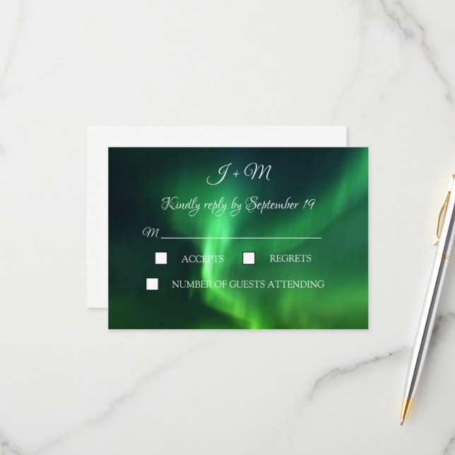 Aurora Borealis Northern Lights Stars Moderne UAWG RSVP Karte (Vorderseite/Rückseite Beispiel)