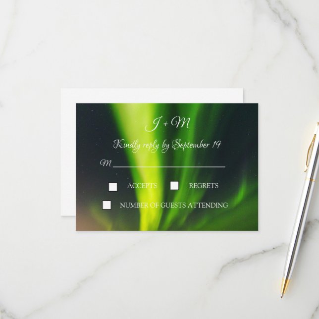 Aurora Borealis Northern Lights Stars Moderne UAWG RSVP Karte (Vorderseite/Rückseite Beispiel)