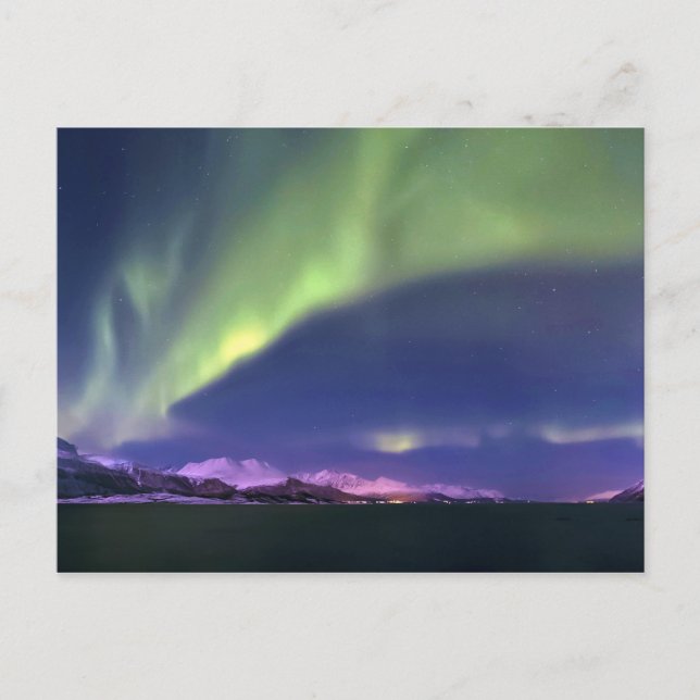 Aurora Borealis oberhalb Lyngenfjorden Norwegen Postkarte (Vorderseite)
